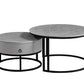 Set of 2 Coffee Table Armani Grey stone top  Storage drawer - IF-2668 IFDC