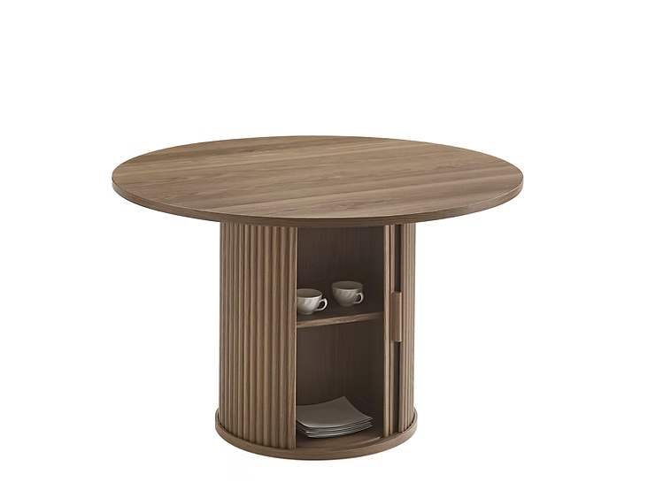 Eva - 5pc Dining Set - Round dining table with warm wood finish IFDC Furniture