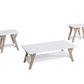 3 PC Coffee Table White top and shelf with natural legs - IF-3506 IFDC