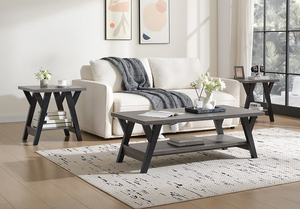 3 Pack Coffee Table Grey top and shelf with black legs IF-3505 IFDC