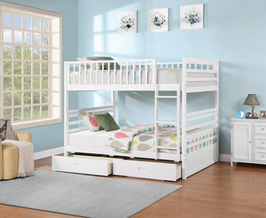 B-115W (Double/Double) - White Bunk Bed