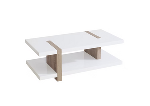 Modern coffee table | White wooden top with natural inserts- IF-3530 IFDC