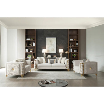 Contessa Velvet Sofa Set In Grey/White