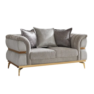 Juno Upholstered Loveseat In Grey/White