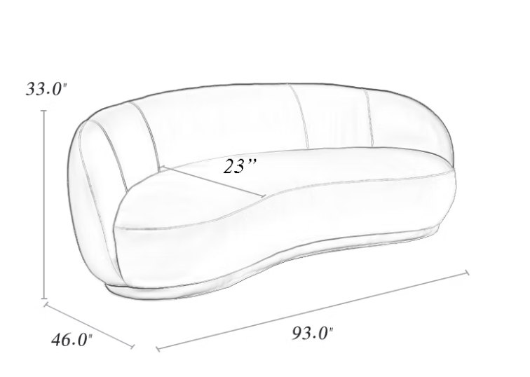Moon 93" Modern Fabric Curved Sofa – Crafted in Canada - 2389 Amro Furniture