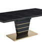 Ryan Black Extendable Sintered Stone  7PC Dining Set with Black and Gold Chairs Amro Furniture